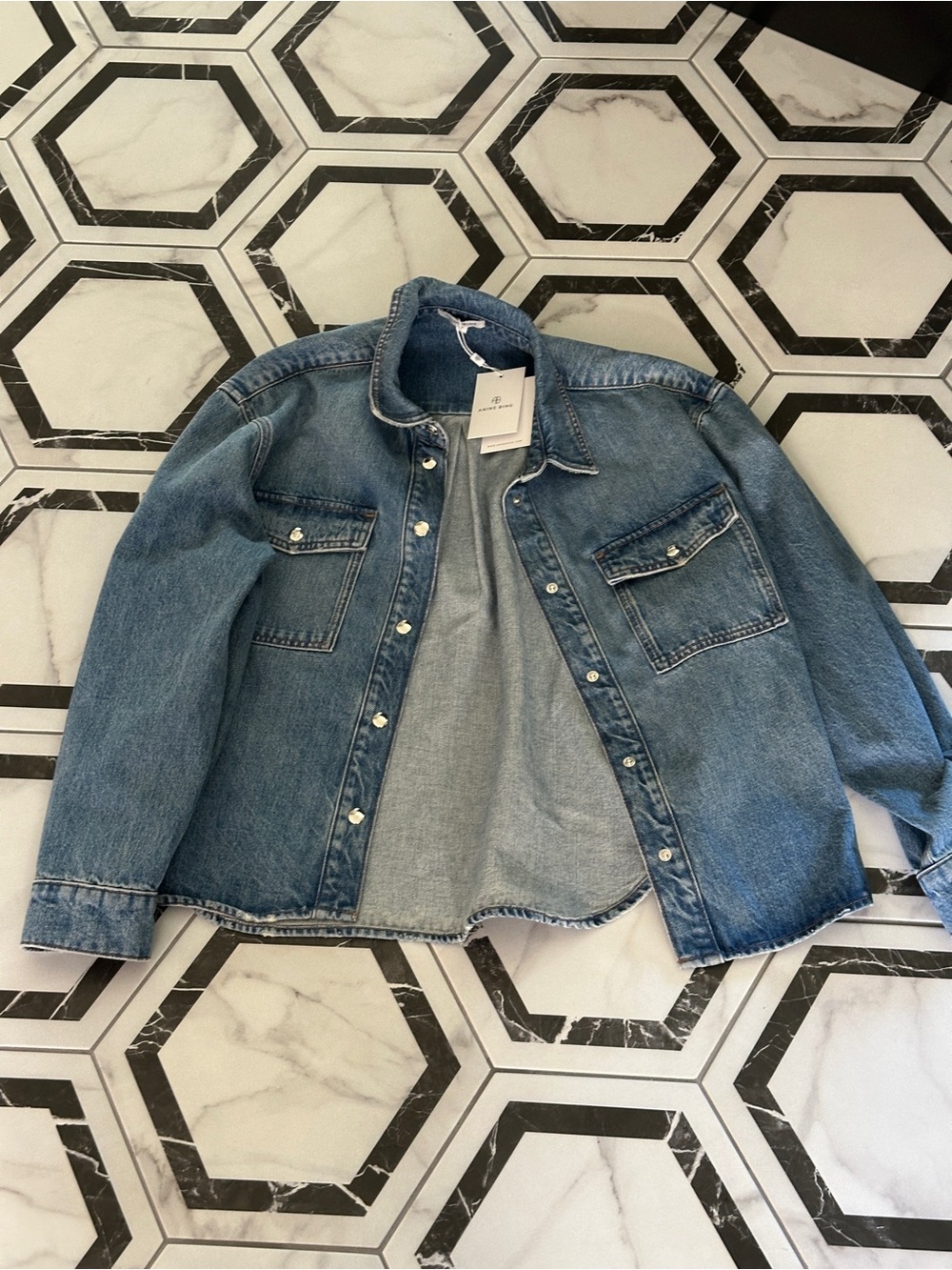 Anine Bing Paxton Denim Shirt (Baltic Blue) Size S